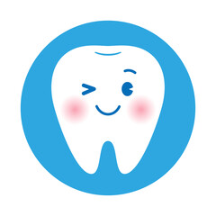 かわいい歯のアイコン（笑顔でウインク）