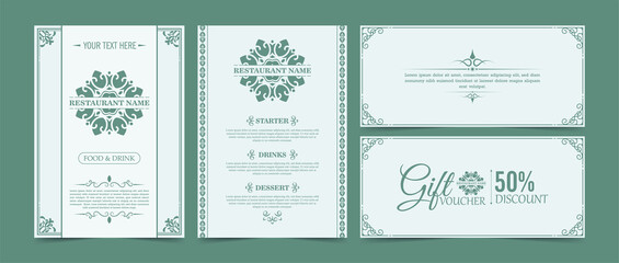 restaurant menu and gift vouchers in classic style