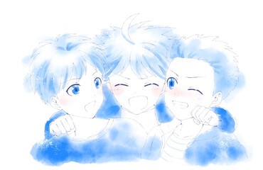 笑顔の少年　三人