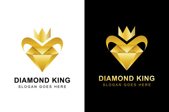 luxury gold diamond logo. creative diamond with crown logo can be used jewelry business