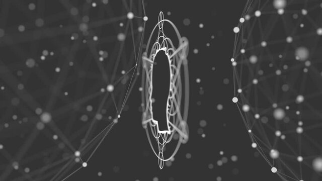 Mystical geometry symbol. Linear alchemy, occult, philosophical sign. Astrology and religion concept. Outline silhouette of human head