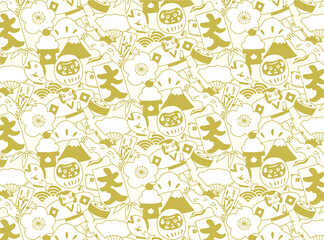 お正月イメージのパターン　シームレス