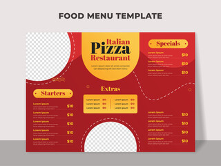 Food menu template for italian pizza restaurant