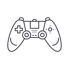 Videogame joystick icon, linear isolated illustration, thin line vector, web design sign, outline concept symbol with editable stroke on white background.