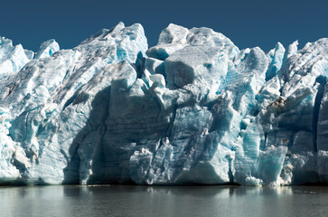 Drama and Nostalgia by the receding Grey Glacier due to climate change, Torres del Paine national park, Patagonia, Chile.