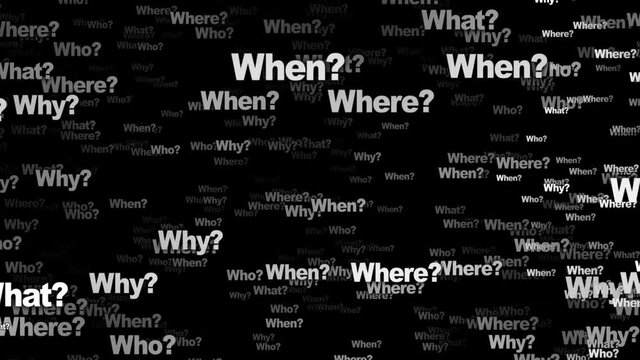 ANY QUESTION Keywords, Five W, Animation, Loop, 4k
