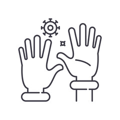 Wear gloves icon, linear isolated illustration, thin line vector, web design sign, outline concept symbol with editable stroke on white background.
