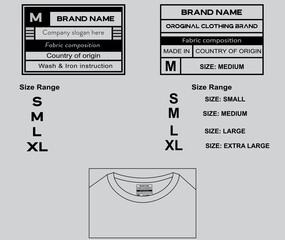 Back neck print (BNP) design template. Set of the graphic modern apparel label for brand print, Inner print, and branding. Vector.