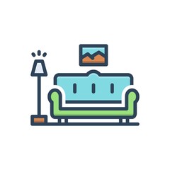 Color illustration icon for couch