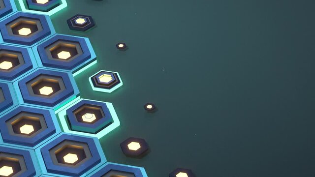 Metal hexagon background, sci-fi pattern, 3d rendering.