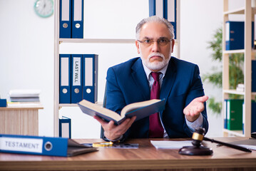 Experienced male judge sitting in the office