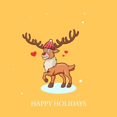 Christmas reindeer character for design needs with a winter theme like a logo girft card or greeting card and etc