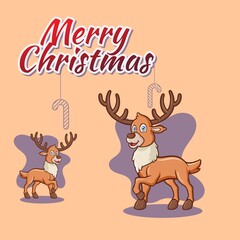 Fototapeta na wymiar Christmas reindeer character for design needs with a winter theme like a logo girft card or greeting card and etc