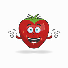 Strawberry mascot character with smile expression. vector illustration