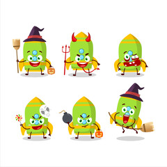 Halloween expression emoticons with cartoon character of green rocket firecracker