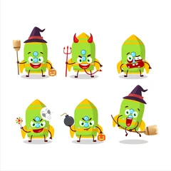 Fotobehang Halloween expression emoticons with cartoon character of green rocket firecracker © kongvector