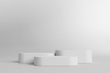 Product display podium on white background. 3D rendering	