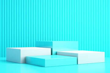 3d background for mock up podium for product presentation, blue background, 3d rendering