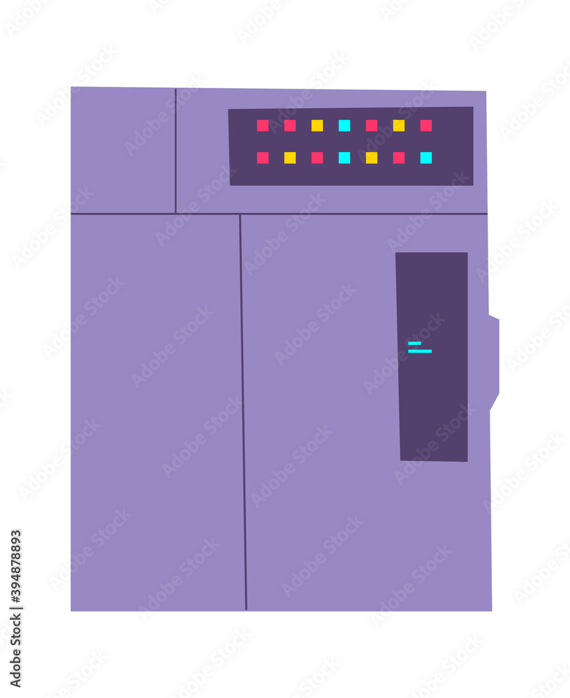 Poster server rack cartoon vector illustration isolated. internet equipment for storing and processing info