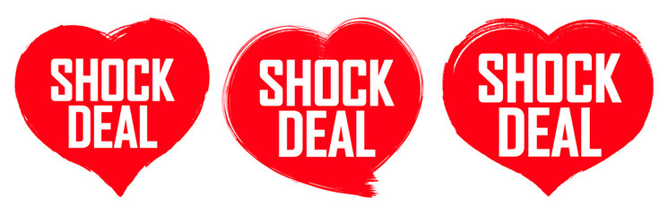 Set Shock Deal tags, sale banners design template, grunge brush, vector illustration