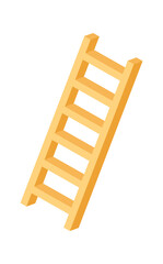 Wooden ladder, symbol of a successful career, construction for repair, cartoon vector illustration, isometric icon