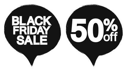 Black Friday Sale, 50% off, banners design template, discount tags, season offers, vector illustration