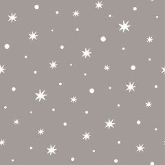 Grey starry seamless pattern decoreted cute childish simple stars kids, nursery, baby shower sweet fabric design