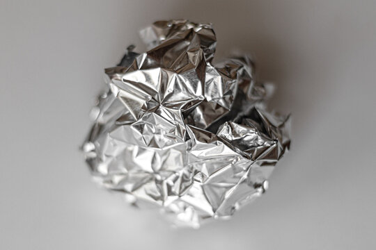 Ball of crumpled foil close up