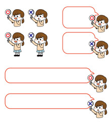 吹き出しと○&times;セット（女の子）