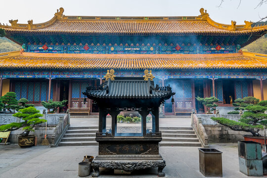 A Chinese traditional Buddha Fayu Temples in the Putuoshan, Zhoushan Islands,  a renowned site in Chinese bodhimanda of the bodhisattva Avalokitesvara (Guanyin)
