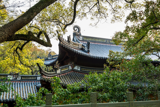 A Chinese traditional Buddha Fayu Temples in the Putuoshan, Zhoushan Islands,  a renowned site in Chinese bodhimanda of the bodhisattva Avalokitesvara (Guanyin)