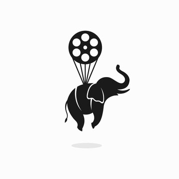 illustration of a flying elephant with a movie player