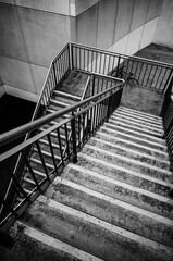 Black and white photo of a staircase