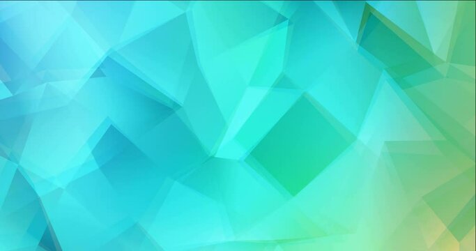 4K looping light blue, green polygonal abstract footage. Colorful abstract video clip with gradient. Screen saver for tech devices. 4096 x 2160, 30 fps. Codec Photo JPEG.