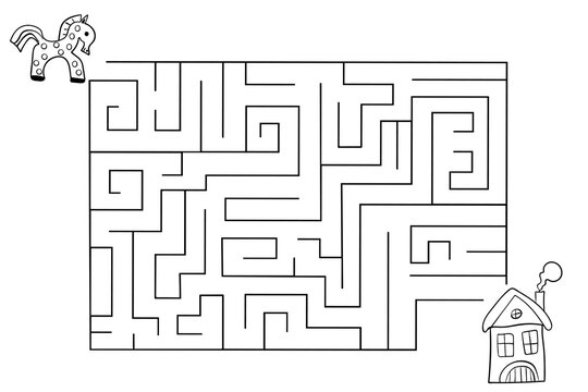 Merry Christmas crossword puzzle for children. Winter maze for children, hand-drawn in black and white.