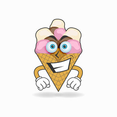 Ice Cream mascot character with smile expression. vector illustration