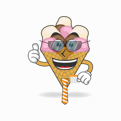 The Ice Cream mascot character becomes a businessman. vector illustration