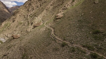 Drone shots of a scenic village in Ladakh