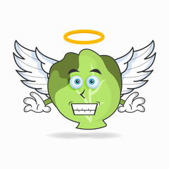 Cabbage mascot character dressed like an angel. vector illustration