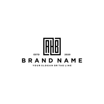 letter AHB square logo design vector