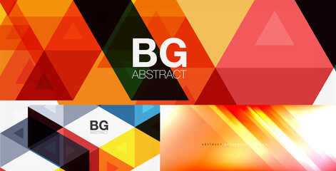 Set of minimal geometric backgrounds. Vector illustrations for covers, banners, flyers and posters and other