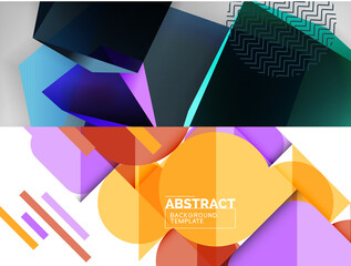 Collection of minimal geometric abstract backgrounds. Vector illustration for covers, banners, flyers and posters and other designs
