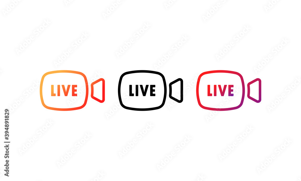 Poster live stream button icon set. live button in social media concept. layout web button live streaming. 