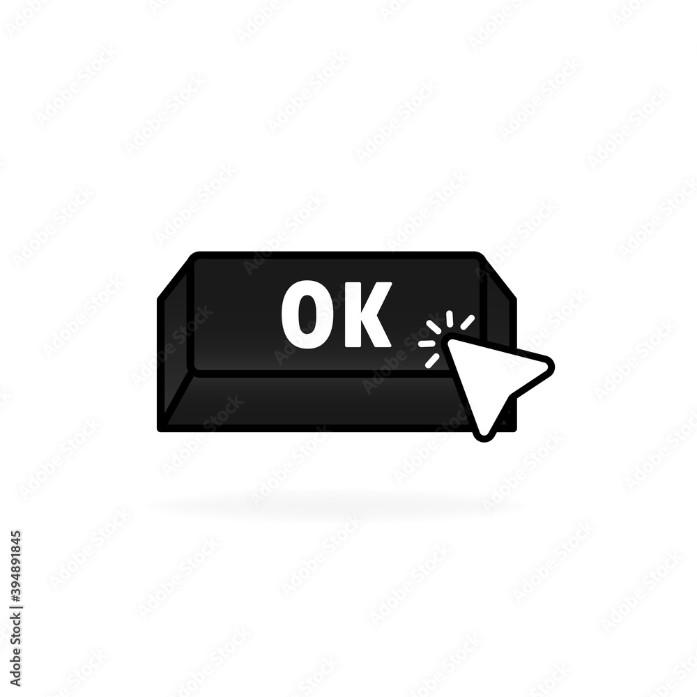 Poster ok button icon. button ok with cursor, pointer. vector illustration. eps10