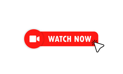 Watch now video play button icon. Vector illustration