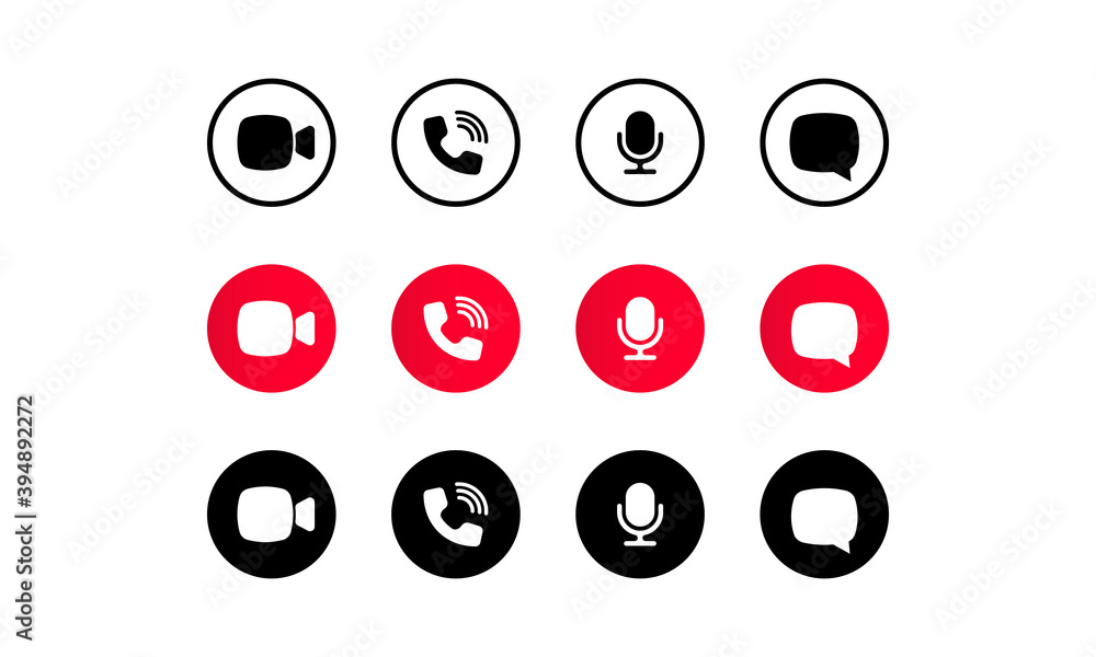 Poster video call screen template. video cal icons set. buttons for social media app. communication via int