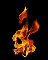 Fire burning flames on a black background