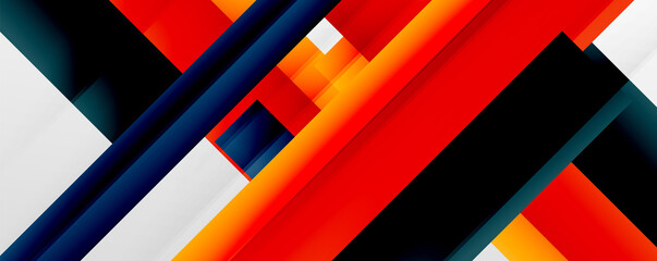 Geometric abstract backgrounds with shadow lines, modern forms, rectangles, squares and fluid gradients. Bright colorful stripes cool backdrops