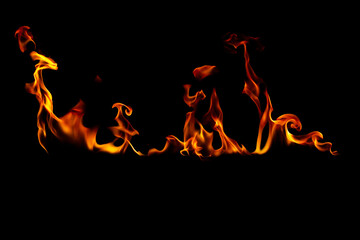 Fire on a black background.