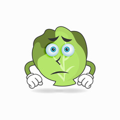 Cabbage mascot character with sad expression. vector illustration